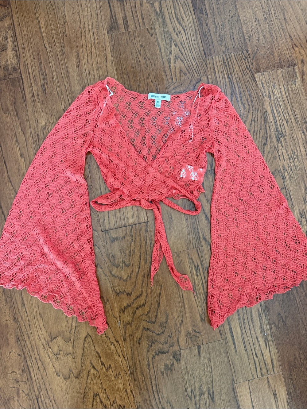 Urban Outfitters Coral Crochet Wrap Crop Top size XS